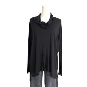 Bordeaux Black Cowl Neck Long Sleeve Top, Women’s M, Lagenlook Casual Comfort